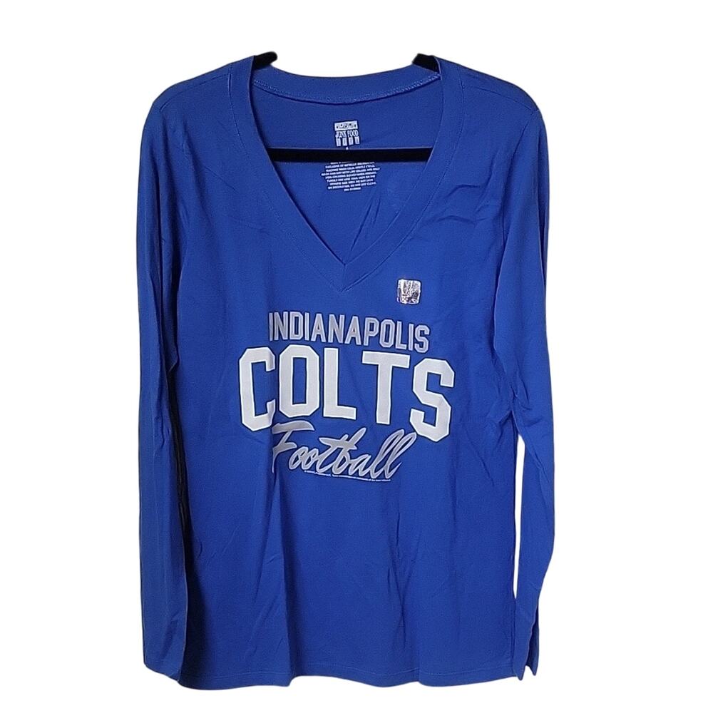 Indianapolis Colts NFL Blue Long Sleeve V Neck Shirt Womens Size Large NEW